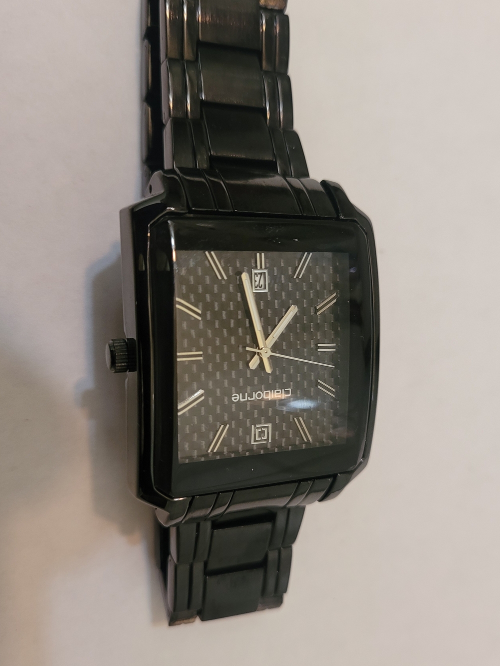 Claiborne Black Square Link Watch